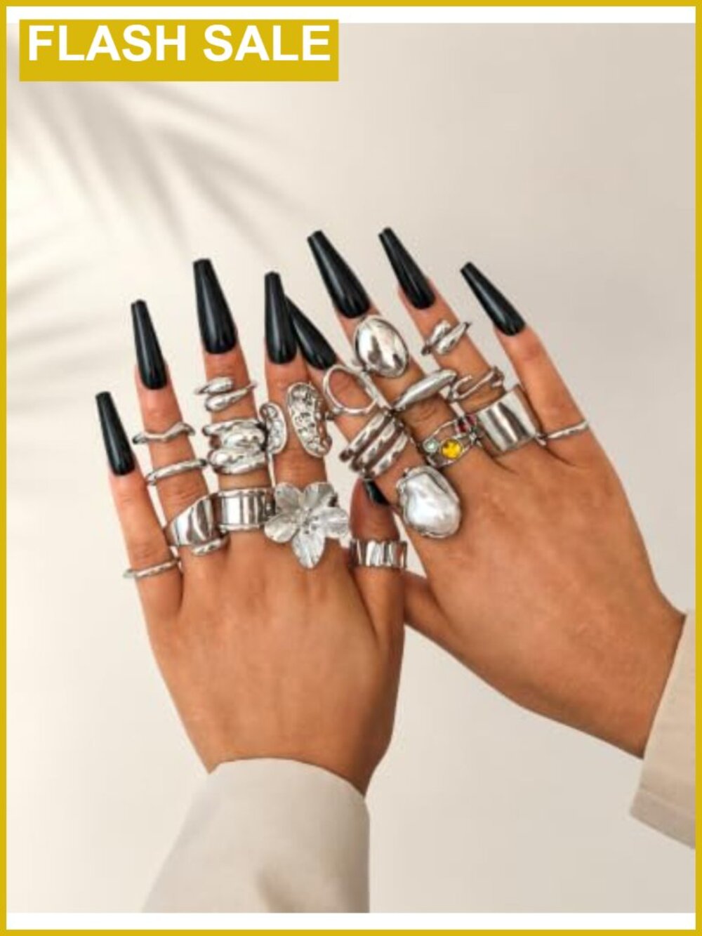20pc Gold Plated Stacking Rings Set Chunky Boho Flower Statement Rings - Picture 6 of 6
